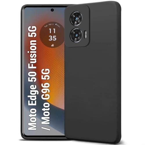 Image of LIRAMARK Silicone Soft Back Cover Case for Motorola Edge 50 Fusion 5G / Moto G85 5G / Moto G96 5G (Black)