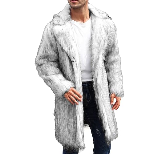 Amazon.com: Men Faux Fur Cardigan Jacket Soft Comfy Thermal Long