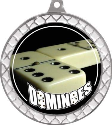 Dominoes White Trellis Medallas Plata 2.5 pulgadas miniatura 2