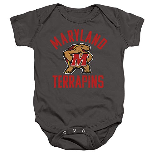 University of Maryland Official UMD Terrapin Logo Unisex Infant Snap Suit for Baby,Charcoal, 6 Months