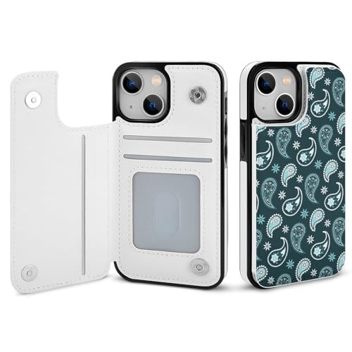 適用 iPhone15Plus用ケース 手帳型 ペイズリー柄 スマホケース カード収納 スタンド機能 アイフォン15Plusケース 耐衝撃 PUレザー カバー 財布型 Case