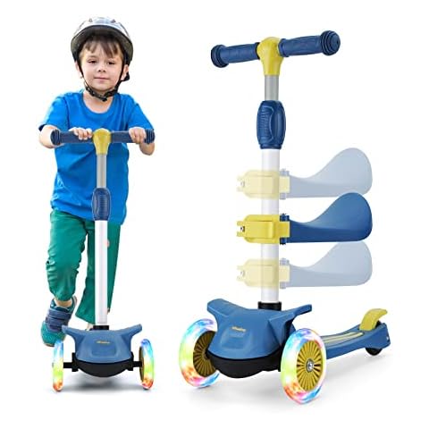 Wheelive Patinete Niño 2-en-1 con Asiento extraíble y 3 LED Ruedas Cover