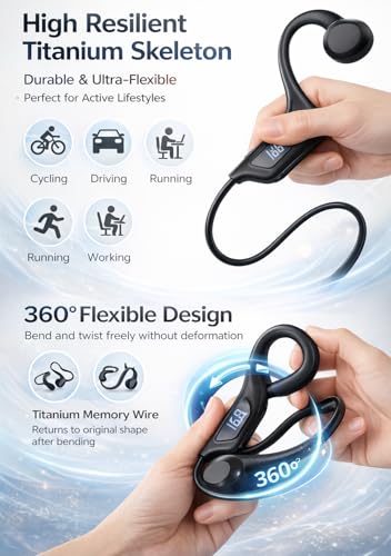 Image of Earflow Air Conduction Headphones, V5.3 Bluetooth Earphones with IPX6 Sweat & Splash Resistance, Open Ear Headset for Ear Health & Comfort, Ideal for Sports, Running, Climbing, Cycling