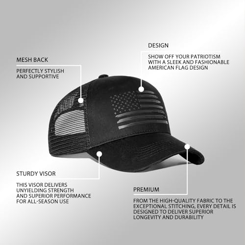 Image of American Flag Trucker Hats, USA hat for Men and Women - Adjustale Baseball Cap, Outdoor Mesh Snap Back - for Daily Use