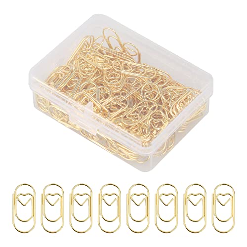 Lot de 150 petits trombones dorés en métal avec boîte en plastique pour livre, mémo, papier, affiche, photo 20 x 9 mm Cover