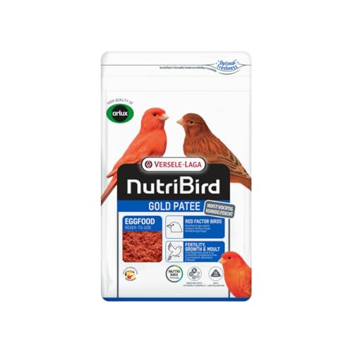 Versele-Laga NutriBird Gold Patee Aves Factor Rojo | 1 kg | Alimento Preparado con Huevo para Canarios Rojos y Otras Aves Ornamentales Rojas | Humedecido con Miel 100% Natural