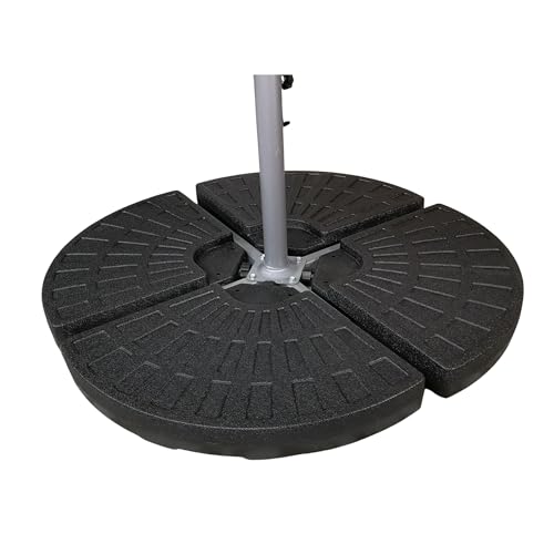 Samuel ALEXANDER 4 Pack 52/70Kg Decorative Round Water/Sand Filled Black Hanging/Banana/Cantilever Garden Patio Decking Parasol Base Weight