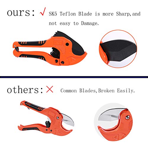 Ginzors Pvc Pipe Cutters - Ratcheting Hose & Tube Cutter, Cutting 1-1/2 Inch 2 Inch Pex, Ppr, Pvc Plastic Pipe, Suitable For Plumbers, Home Owner, Solar Company, Car Repair (63Mm - Max Out Diameter) #TOP2