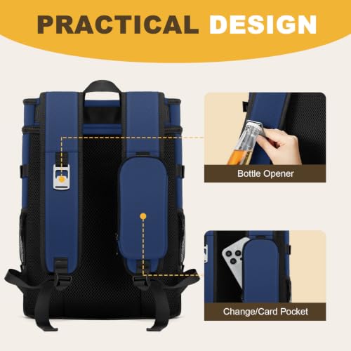 MIYCOO Cooler Backpack - 40 Cans Insulated Backpack Cooler for Men & Women, Portable 2 Leak Proof Compartments Coolers Bag for Beach Travel Picnic Lunch Hiking BBQ Camping, Dark Blue, 28L by MIYCOO - Image 5