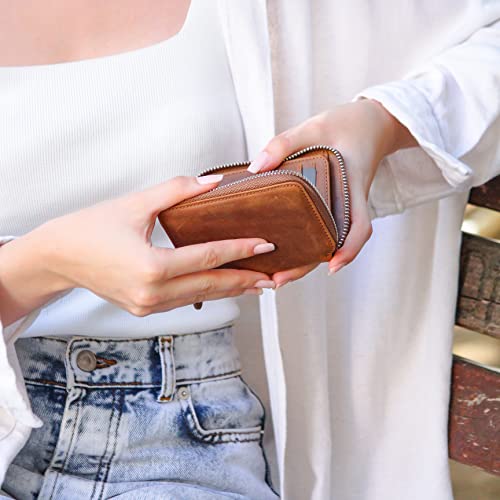 Bbb Women's Genuine Leather With Credit Card Holder Zipper Small Wallet Leather Card Case, Brown (M-796) #TOP7