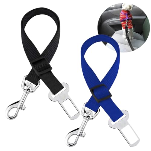 WUSJCOF 2 pezzi Cintura Sicurezza Auto, Auto per Cani, Regolabile per Cani Auto, Tutte Gatti Auto Sicurezza, Cintura regolabile, massima sicurezza per tutte le razze di cani e gatti (nero/blu)