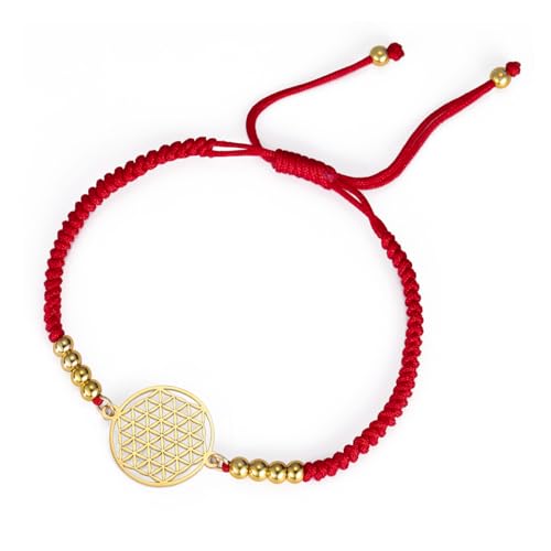 Amaxer Bracelet en corde tissée fleur de vie pour femme - Graine de vie - Mandala - Géométrie sacrée - Déclaration de protection - Bracelet en corde...