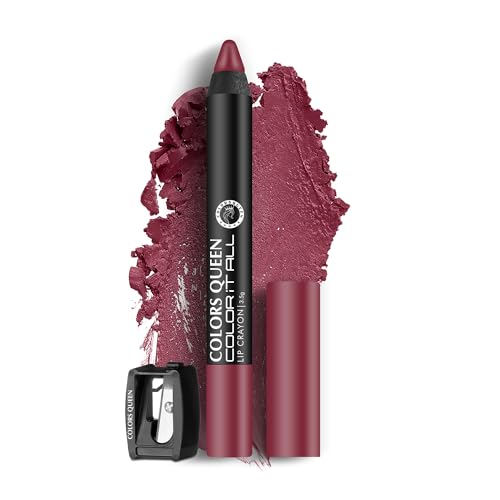Image of Colors Queen Color It All Non Transfer Lip Crayon Lipstick | Long Lasting Matte Lipstick Combo Pack (Nude It, Rich Maroon, Party Time, 10.5g)
