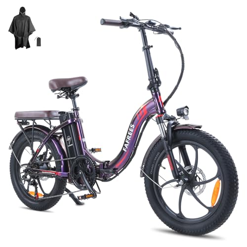 Fafrees E Bike Klapprad, 20 Zoll Electric Fahrrad für Herren Damen Bis 25 km/h mit 36V 18AH abnehmbarem Akku 250W Motorund, Mountainbike mit 7S Gängen, F20 Pro Violett