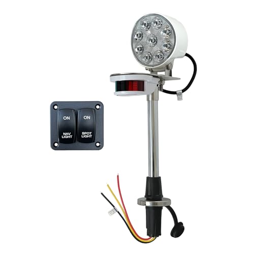 Vcanuplms 63W Boat Spotlight & Navigation Light 12V Removable Bow Light
