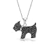 Produktbild Bling Jewelry Schwarzer Welpe Hund Kette Mit Anhänger Für Damen Jugendlich BFF Bester Freund CZ Zirkonia Silber Ton Metall Kette 46 cm