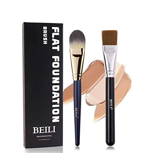 BEILI Foundation Makeup Brush, Face Powder Blushes Foundation Makeup Brush for Blending, Application for Concealer, Cream and Liquid Make Up-2PC
