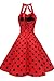 Topdress Women's Vintage Polka Audrey Dress 1950s Halter Retro Cocktail Dress Red/Black Dot S