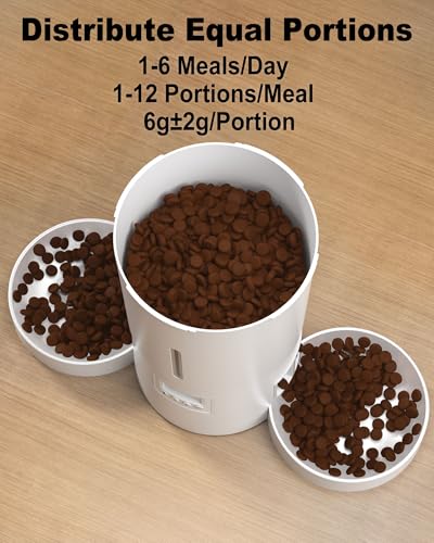 dual automatic cat feeder 2 cats6 mealsday12 portionsmeal42l dual power double bowls feederdry food auto pet dispenser10s voice recordflexible schedule timer whitebasic dual bowls