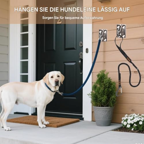 Sichere Hundeleine Wandhaken - 2er-Pack Hundeanhänger Kupplung | Praktische Edelstahl Halterung zur Leinenführung | Robuste Anbindevorrichtung für Alle Hunde | Verwendung für Innen und Außenbereich