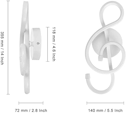 Miniatura 2 de XEYOU Aplique de pared moderno de 22 W, iluminación LED para interiores, lámpara de pared creativa con símbolo de música, decoración de arte,
