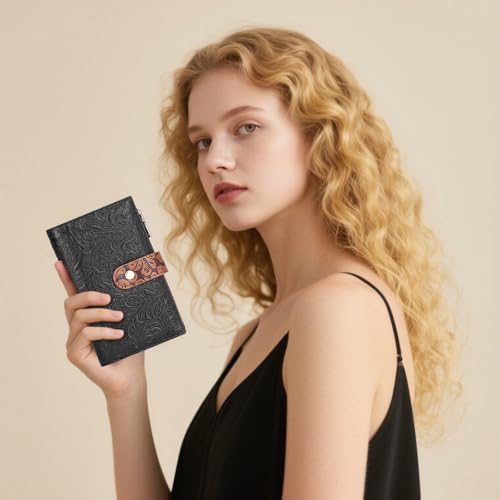 Image of GOIACII Women's Wallet RFID Blocking Leather Trifold Credit Card Holder