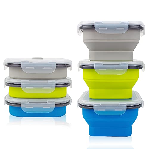 Lunbengo Camping Collapsible Food Storage Containers with Lids, 15 * 15cm, Silicone Food Containers,for Travel, Fishing, and Kitchen Meal Prep, 900ml