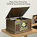 FEKTIK Bluetooth Record Player 10 in 1,FEKTIK 3-Speed Turntable for Vinyl with Speakers, LP to MP3 Converter, CD, Cassette Player, FM Radio, Wireless Streaming | Wooden