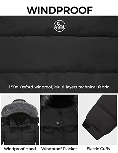 Wantdo Kids Boys' Winter Jacket Coat With Fuax Fur Hood Waterproof Puffer Coat Charcoal 10-12 #TOP3