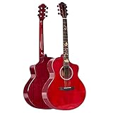 ♫【Komfortable Gitarre】：Ein gutes Spielgefühl ist der Schlüssel zu einem guten Instrument, das sich in dem glatten Spielgefühl mit mäßiger Dicke, super bequemem Akkordabstand, gleitenden Bünden und bequemen Saiten widerspiegelt. Der Abstand vom Griffbrett zu den Saiten ist perfekt.