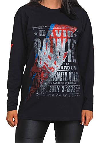 David Bowie T Shirt Hammersmith Odeon Nouveau Officiel Unisex Noir Long Sleeve Size XXL