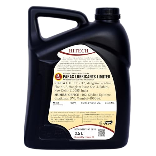 Image of PALCO HITECH 15W40 API: CI4 / SL Heavy Duty Diesel Engine Oil Synthetic Technology | Maximum Power & Superior Protection | For SUVs, MUVs & Crossovers | 3.5 Litre (Pack of 1)