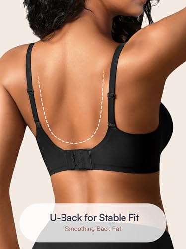 Image of Seamless Wireless Jelly Bras for Women - Lightly Padded Bra with Support, No Underwire Comfortable T-Shirt Bralette (L, Black-Pure White)