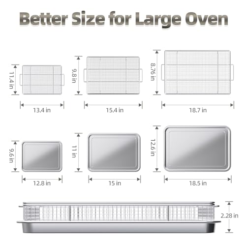 Image of Air Fry Basket for Oven, 25% Thicker, OPENICE 3 Set Oven Air Fryer Basket and Tray with Magnetic Cheat Sheet, Crisper Tray and Pan for Oven with Air Fry Option