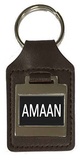 Porte-clés en cuir avec nom d'anniversaire Amaan accessoire personnalisable