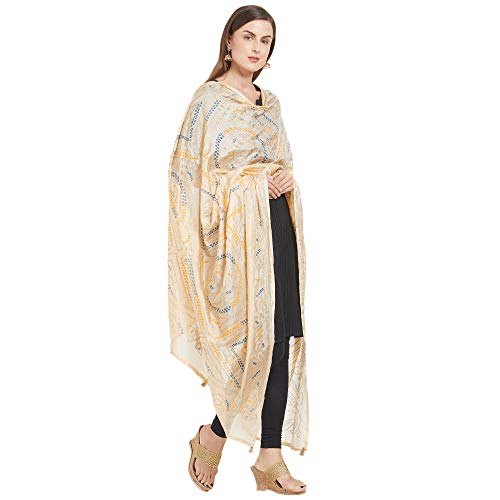 Image of DUPATTA BAZAAR Woman's Printed Bandhini Silk dupatta