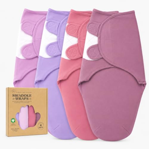 Image of Swaddle Blanket Boy Girl, 4 Pack Small-Medium Size Newborn Swaddles 0-3 Month, Infant Adjustable Swaddling Sleep Sack