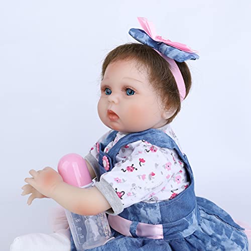 Scnbom 22inch 55cm Reborn Babys Madchen silikon lebensechte Puppen wie echtes Toddler Augen offen Junge babypuppen… – Bild 4