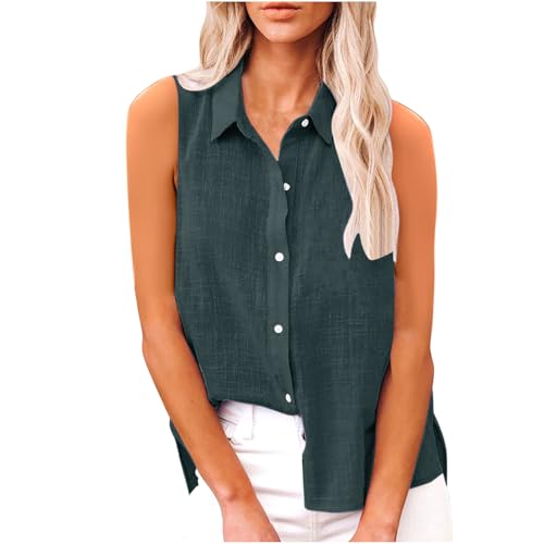 Camisas de lino para mujer blusas premium de gran tamaño en gris oscuro para trabajo