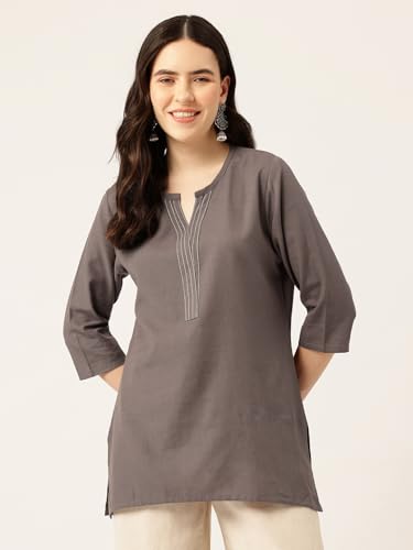 Image of Elegant Short Kurti for Women - 3 /4 Sleeves | Round Neck | (S to XXL)