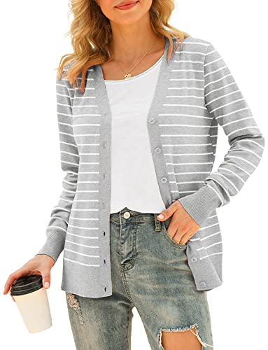 Image of VIISHOW Women Long Sleeve Button Down V Neck Lightweight Basic Knit Sweater Cardigan