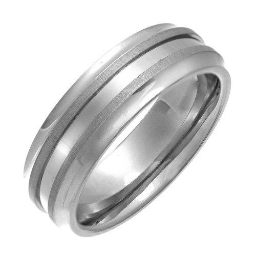 Theia Anillo Titanio, Corte Doble Mate Grabado en Relieve de 7 mm - Tamaño 23.5 Theia Anillo Titanio, Corte Doble Mate Grabado en Relieve de 7 mm - Tamaño 23.5