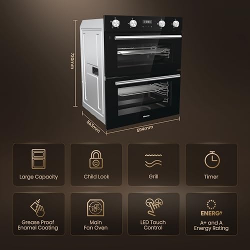Hisense BID75211BGUK Built Under Electric Double Oven - Black - A/A Rated