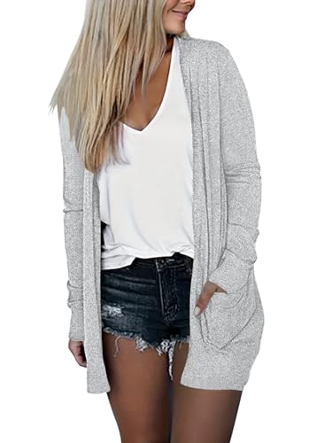Image of DB MOON Womens Long Cardigan 2026 Fall Lightweight Long Sleeve Open Front Sweater with Pockets