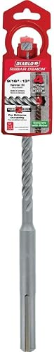 Diablo Rebar Demon SDS-Max 4-Cutter Full Carbide Head Hammer Drill Bit | 9/16" Diameter, 13" Length, 8" Working Length - Precision Tip, Impact Resistant, Tri-Metal Fusion Welding - DMAMX1050