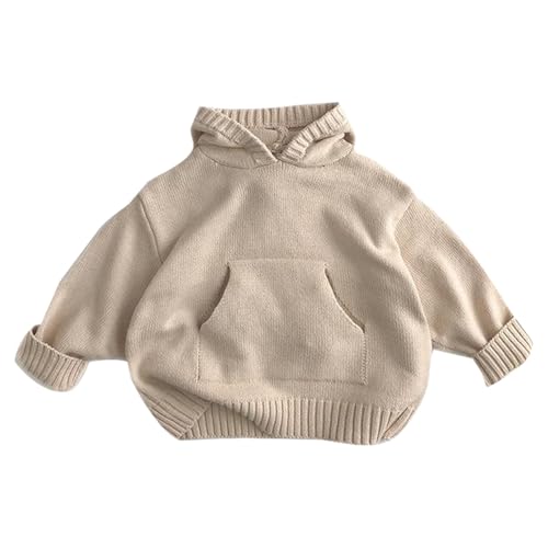 Girls Sweaters Comfy Knit Long Sleeve Pullover Hooded Sweater Kids Boys Fall Winter Loose Tops 6 Months-6 Years