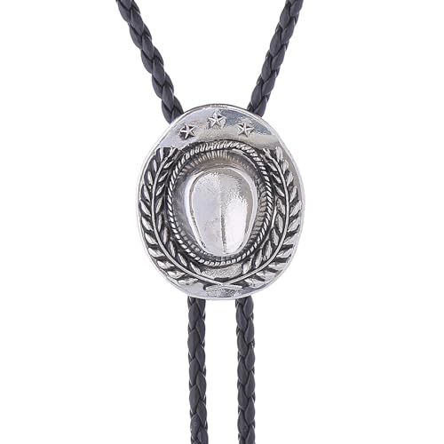 Image of Jeilwiy Bolo Tie for Men Western Cowboy Tie Necklace Gold Bolo Tie Leather Necktie Halloween Tie Accessories for Women