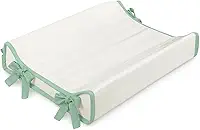 Trocador Americano Comoda Fraldas Impermeável Anatomico Com Abas Bebê Enxovais Capa Plástica Off White com Verde (40cm x 65cm)