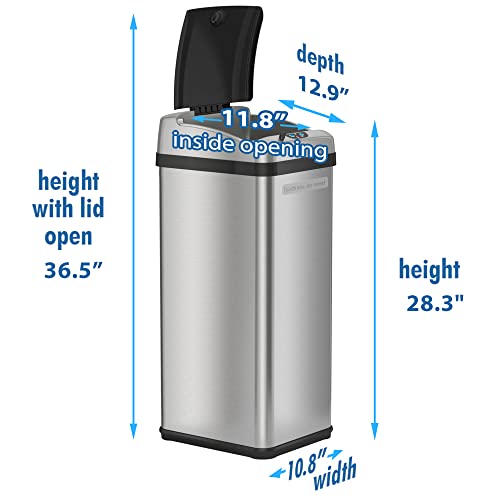 Bote de basura touchless iTouchless 13 gal acero inoxidable miniatura 6
