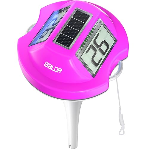 Image of BALDR Pool Thermometer Floating Easy Read, Solar Digital Pool Thermometer with Dual Large Screens, IPX7 Water Temperature Gauge for Inground Above Ground Pools & Spas (Red)